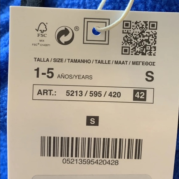 Zara Kids Blue Embossed Fleece Neck Warmer 1-5 Years/ S - Picture 2 of 5